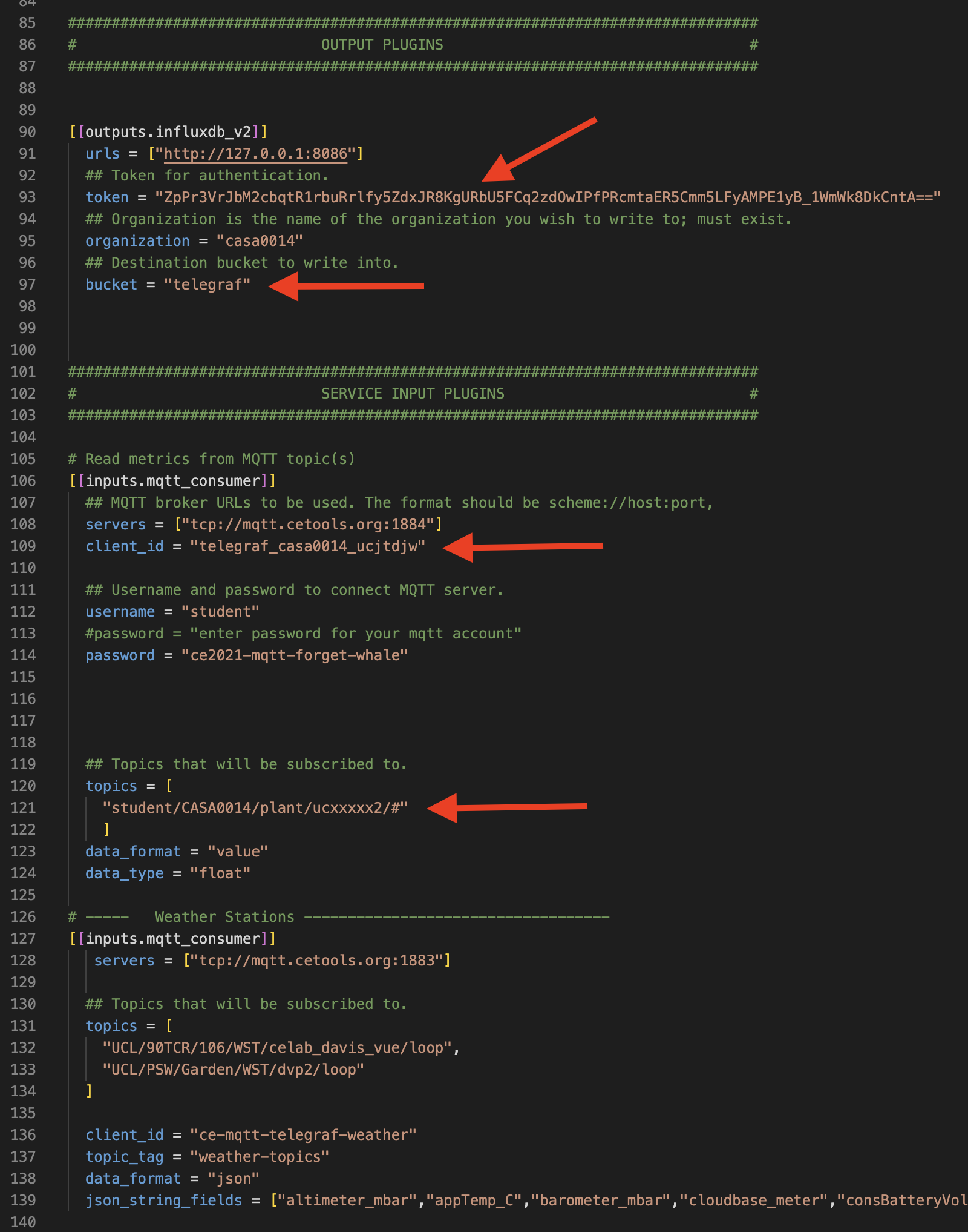 Telegraf config settings RPI