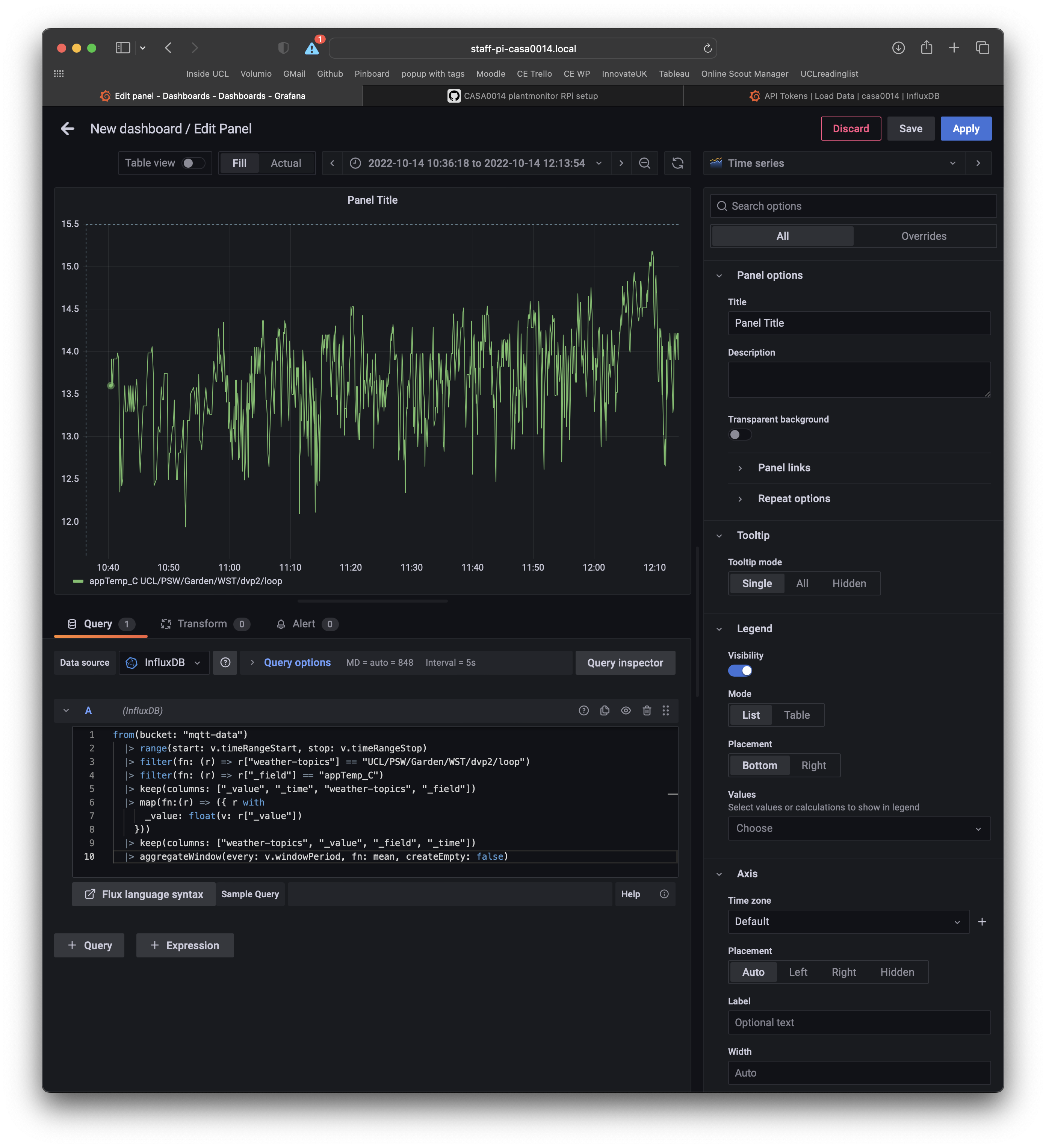 Screenshot of Grafana Fom field