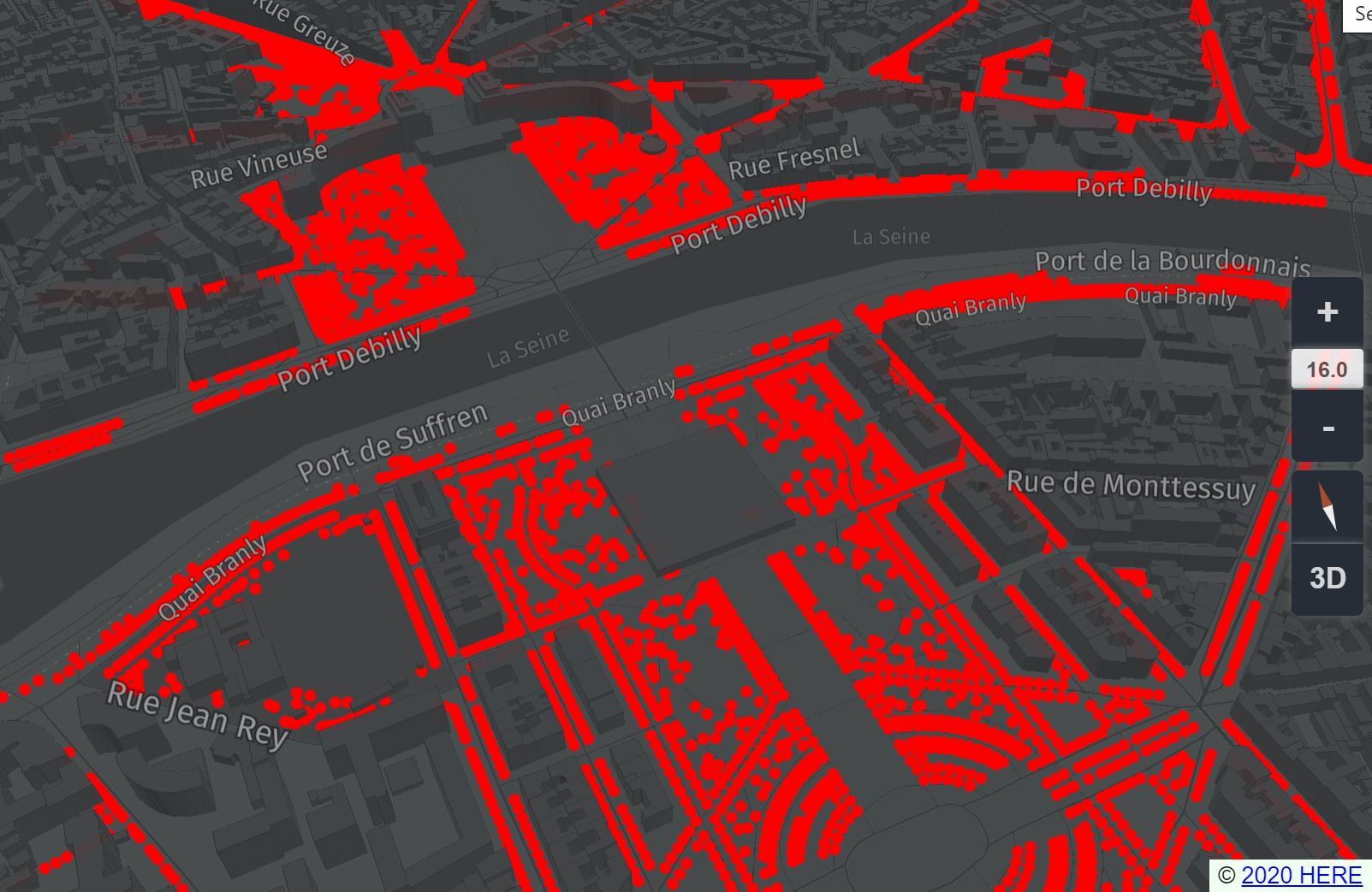Trees of Paris visualised as points