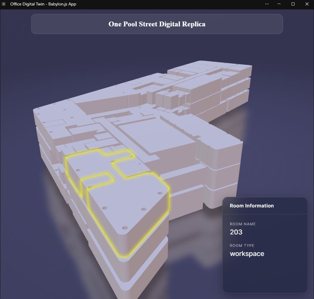 Output of the workshop, the interactive visualisation of the One Pool Street building