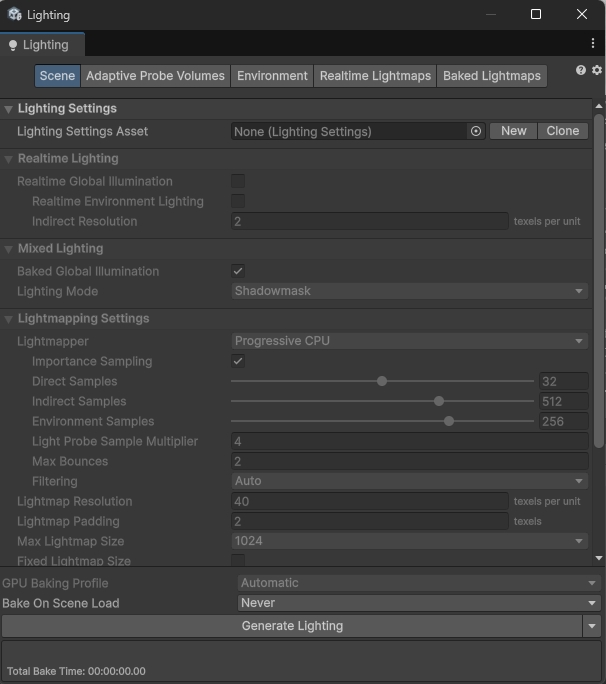 Lightmap panel