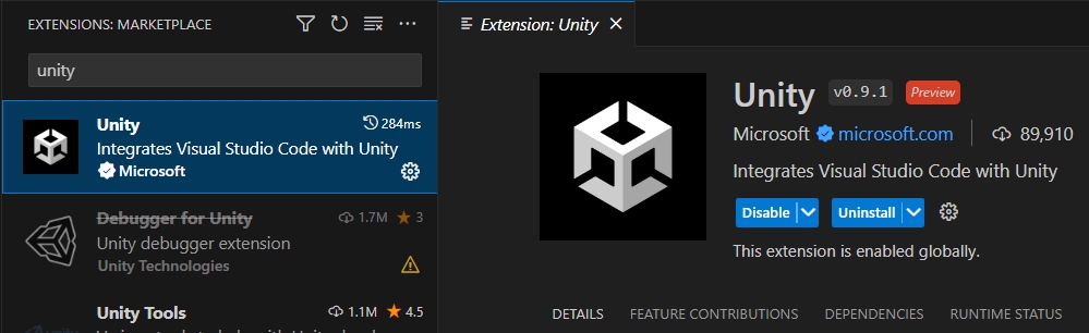 VSCode Unity Extension