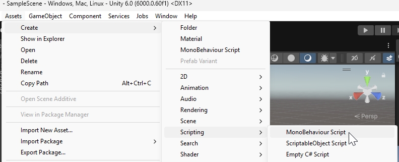 Create a new MonoBehaviour Script