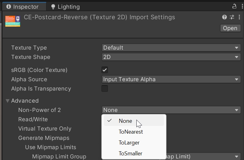 Image Setting non power of 2