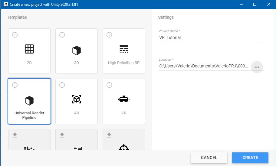 Create a new Unity Project