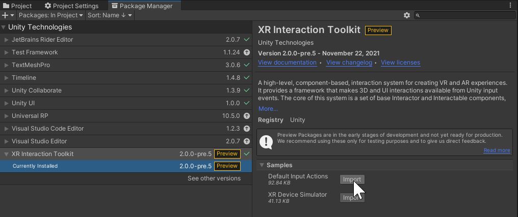 Oculus Integration installation